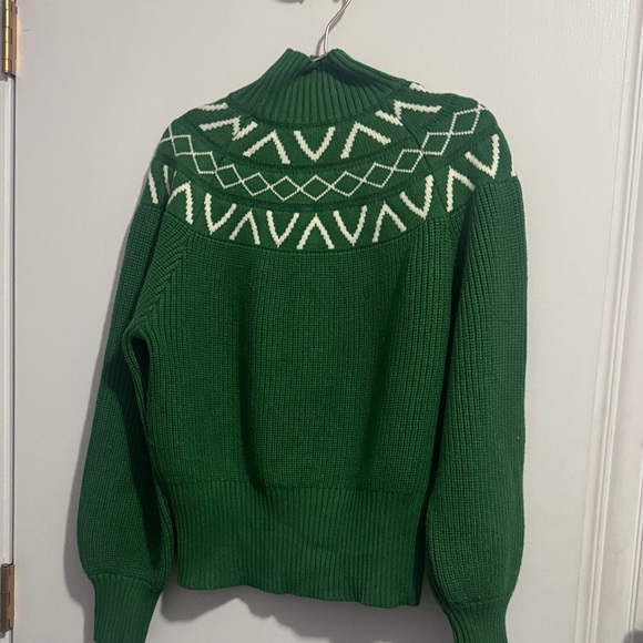 Varley Marcie Fair Isle Knit Verdant Green Women's Turtleneck Sweater Small - Picture 10 of 10